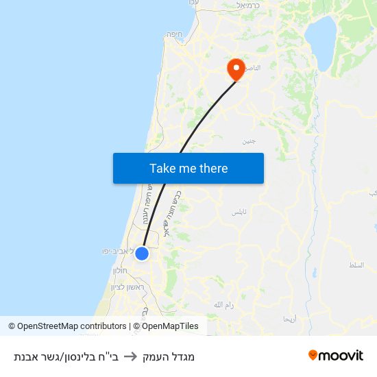 בי''ח בלינסון/גשר מבצע ארנון to מגדל העמק map