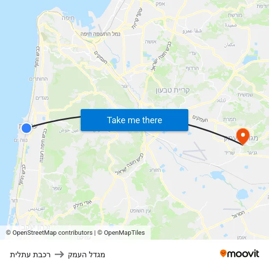 רכבת עתלית to מגדל העמק map