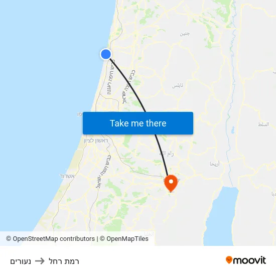 נעורים to רמת רחל map