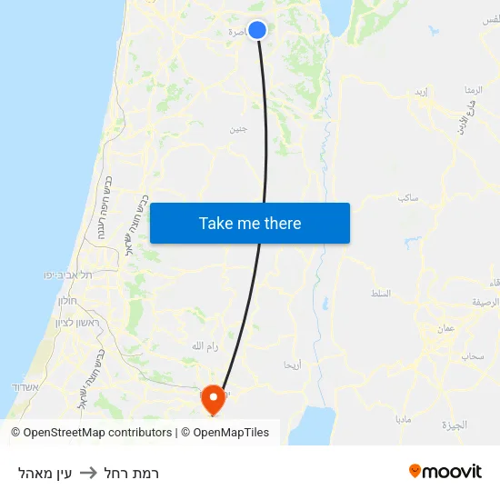 עין מאהל to רמת רחל map