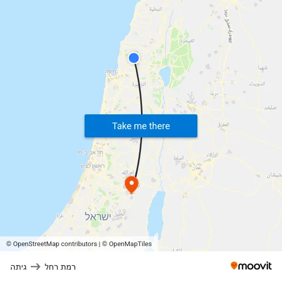 גיתה to רמת רחל map