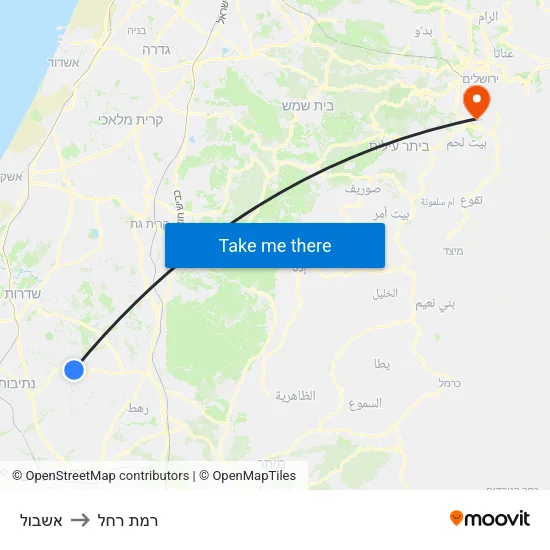אשבול to רמת רחל map