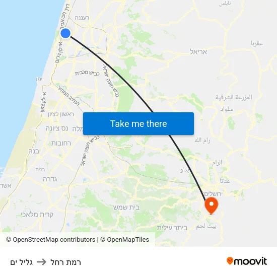 גליל ים to רמת רחל map