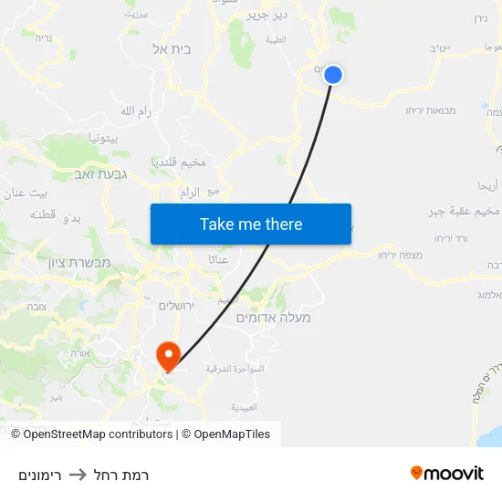 רימונים to רמת רחל map