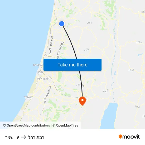 עין שמר to רמת רחל map