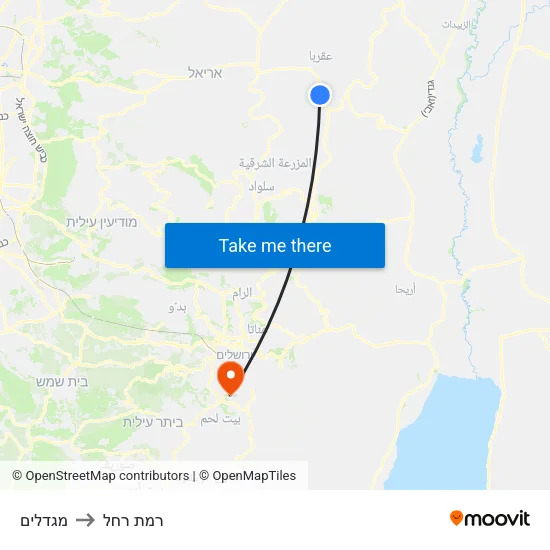 מגדלים to רמת רחל map