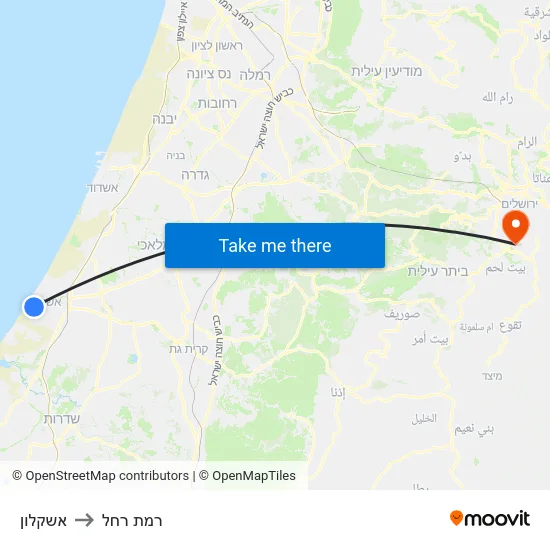 אשקלון to רמת רחל map
