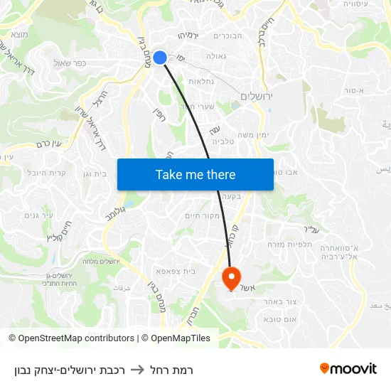 רכבת ירושלים-יצחק נבון to רמת רחל map