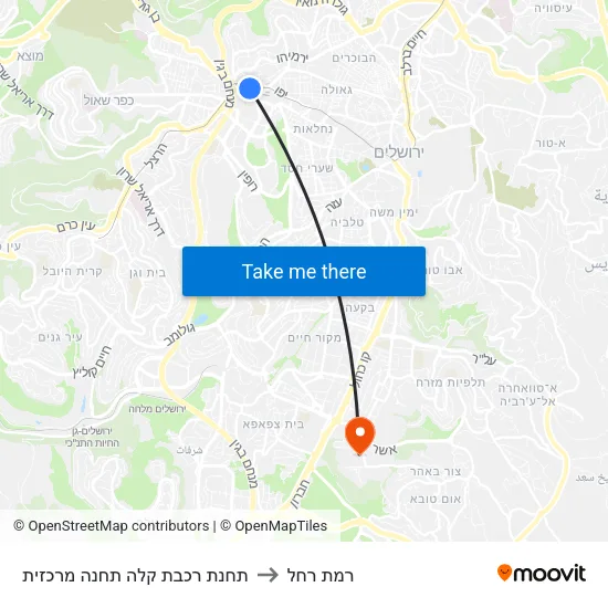 תחנת רכבת קלה תחנה מרכזית to רמת רחל map