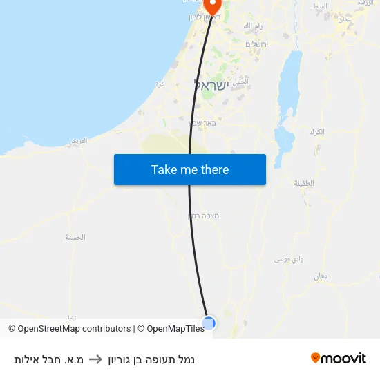 מ.א. חבל אילות to נמל תעופה בן גוריון map