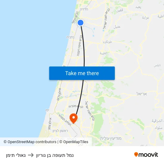 גאולי תימן to נמל תעופה בן גוריון map