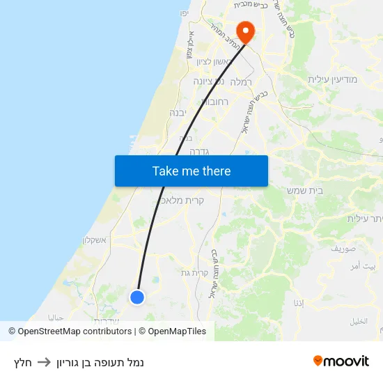חלץ to נמל תעופה בן גוריון map