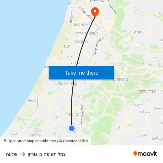 שלווה to נמל תעופה בן גוריון map