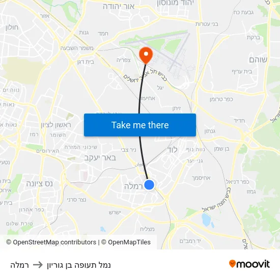 רמלה to נמל תעופה בן גוריון map