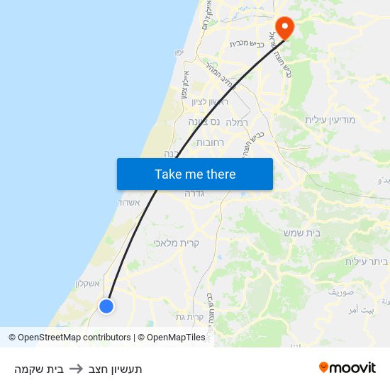 בית שקמה to תעשיון חצב map