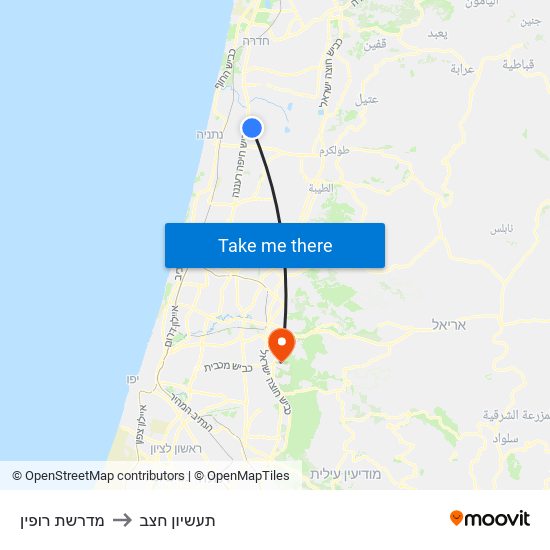 מדרשת רופין to תעשיון חצב map