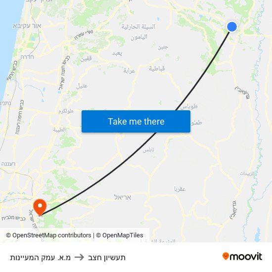 מ.א. עמק המעיינות to תעשיון חצב map