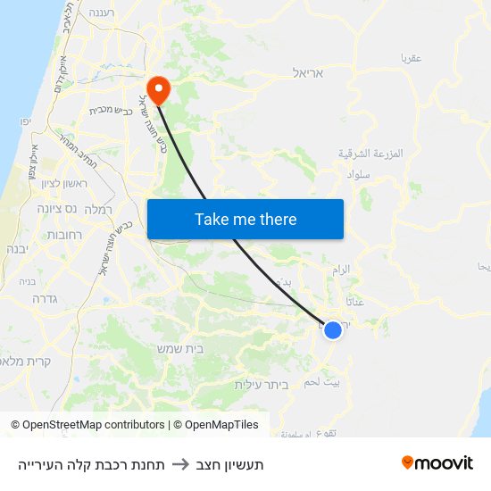 תחנת רכבת קלה העירייה to תעשיון חצב map