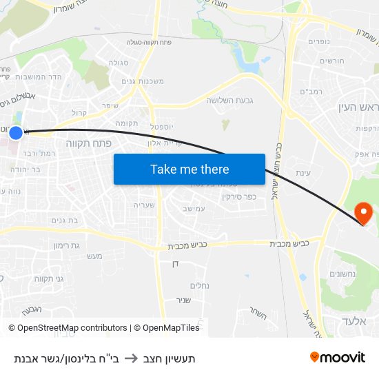 בי''ח בלינסון/גשר אבנת to תעשיון חצב map