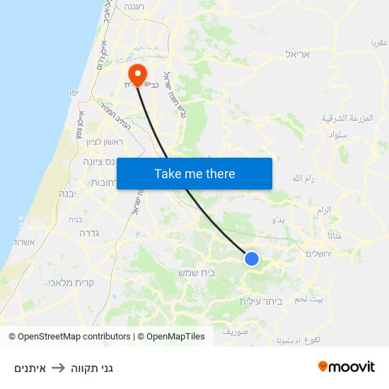 איתנים to גני תקווה map