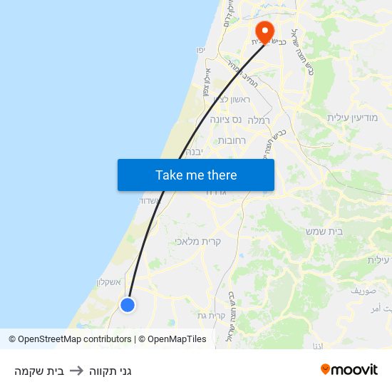 בית שקמה to גני תקווה map