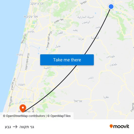 גבע to גני תקווה map