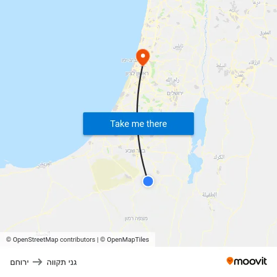 ירוחם to גני תקווה map