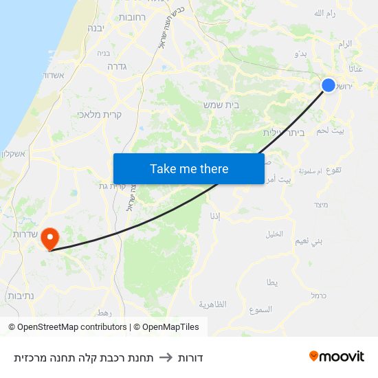 תחנת רכבת קלה תחנה מרכזית to דורות map