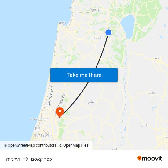 אילנייה to כפר קאסם map