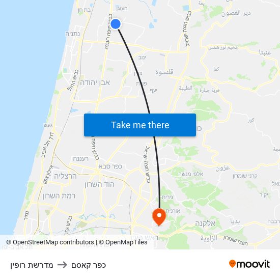 מדרשת רופין to כפר קאסם map