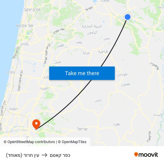 עין חרוד (מאוחד) to כפר קאסם map