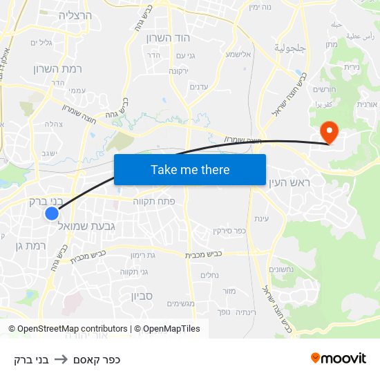 בני ברק to כפר קאסם map