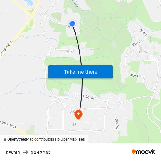 חורשים to כפר קאסם map