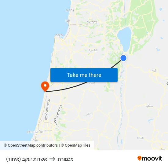 אשדות יעקב (איחוד) to מכמורת map