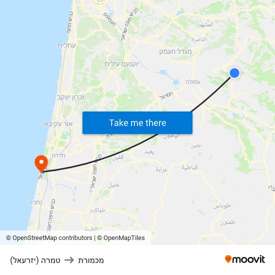 טמרה (יזרעאל) to מכמורת map