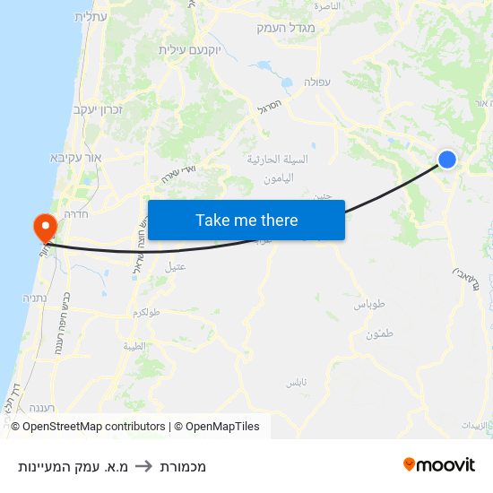 מ.א. עמק המעיינות to מכמורת map