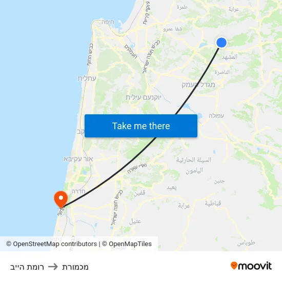רומת הייב to מכמורת map