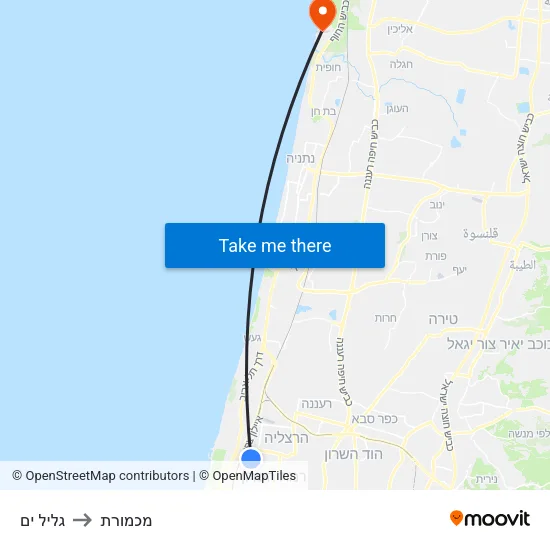 גליל ים to מכמורת map