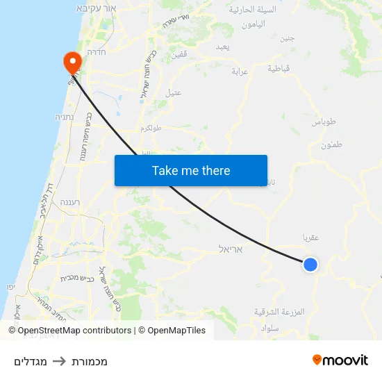 מגדלים to מכמורת map