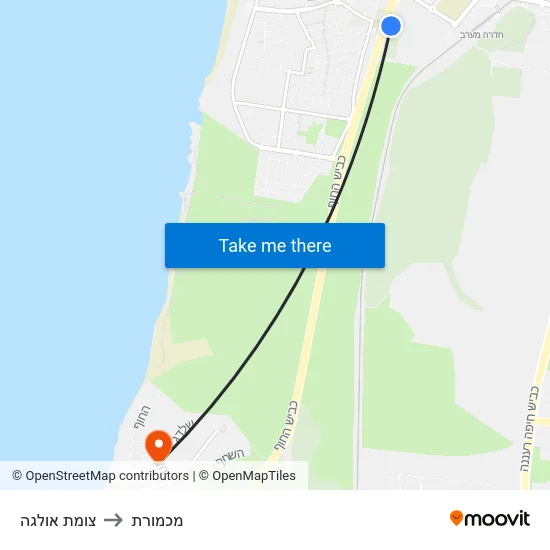 צומת אולגה to מכמורת map