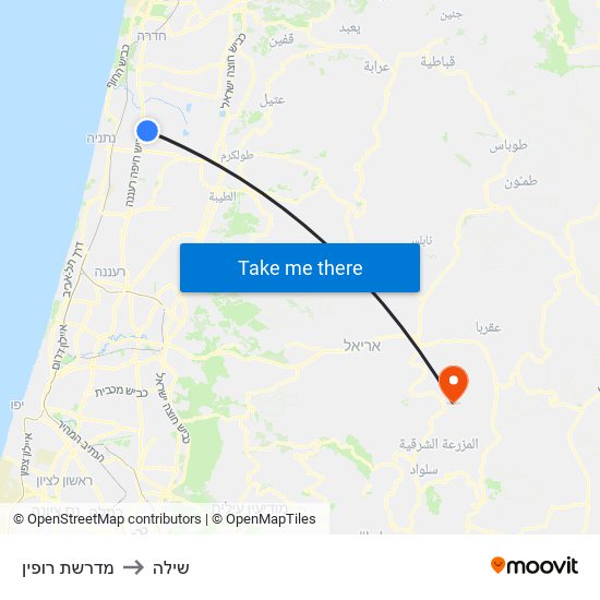 מדרשת רופין to שילה map