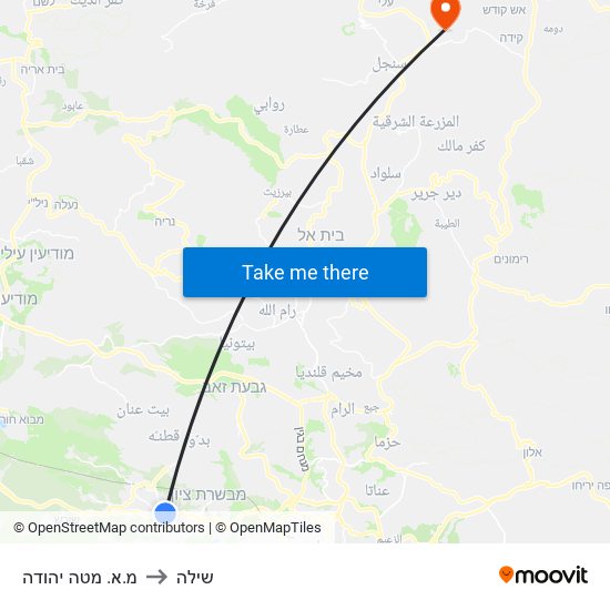 מ.א. מטה יהודה to שילה map