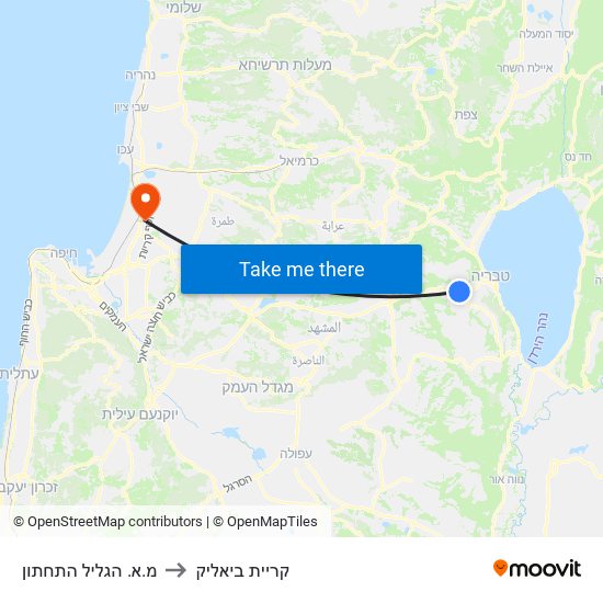 מ.א. הגליל התחתון to קריית ביאליק map