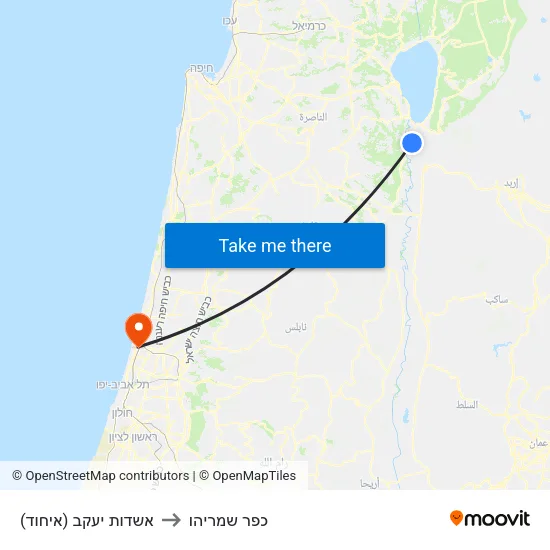 אשדות יעקב (איחוד) to כפר שמריהו map