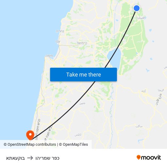 בוקעאתא to כפר שמריהו map