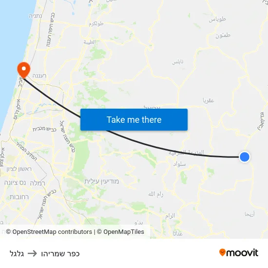 גלגל to כפר שמריהו map