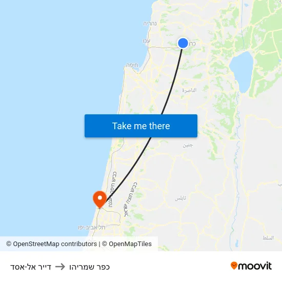 דייר אל-אסד to כפר שמריהו map