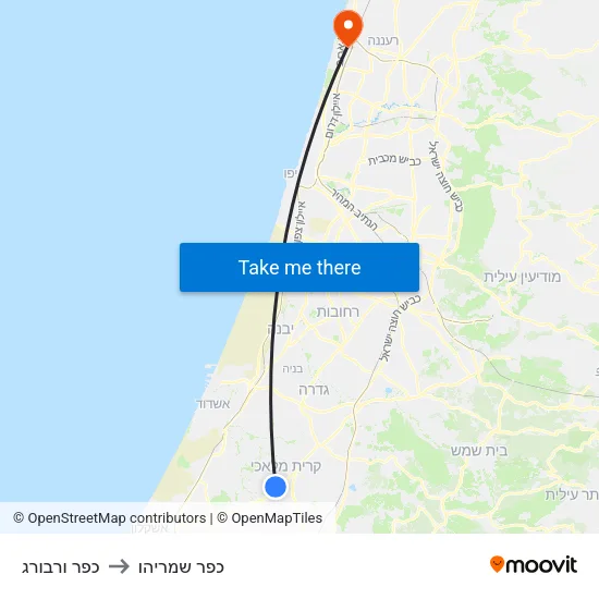 כפר ורבורג to כפר שמריהו map