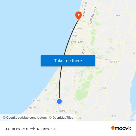 מ.א. שדות נגב to כפר שמריהו map