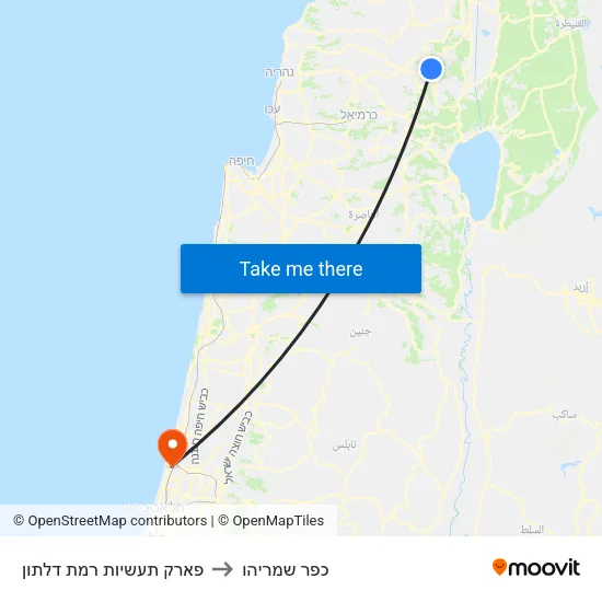 פארק תעשיות רמת דלתון to כפר שמריהו map